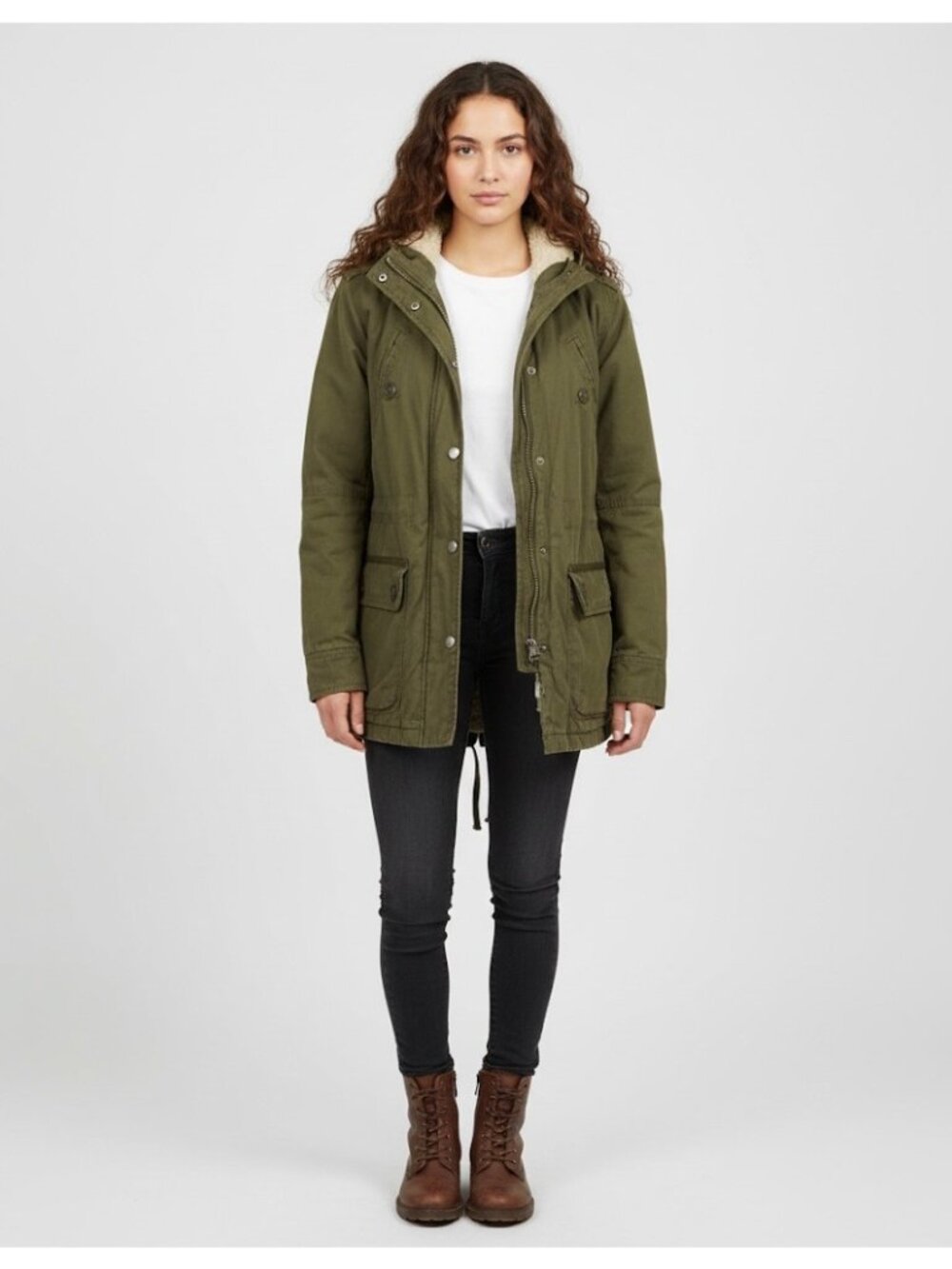 Vintage American Eagle Outfitters Green Hooded Cargo Utility Jacket S Military - Picture 7 of 8